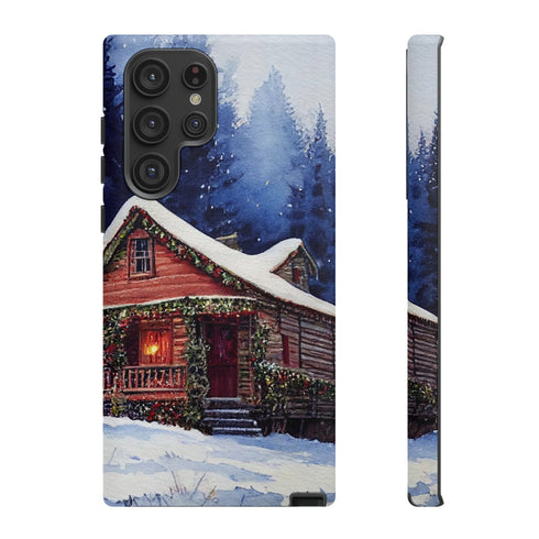 Cozy Christmas Cabin in the Snow - Impact Resistant Phone Case Samsung Galaxy S22 Ultra Matte